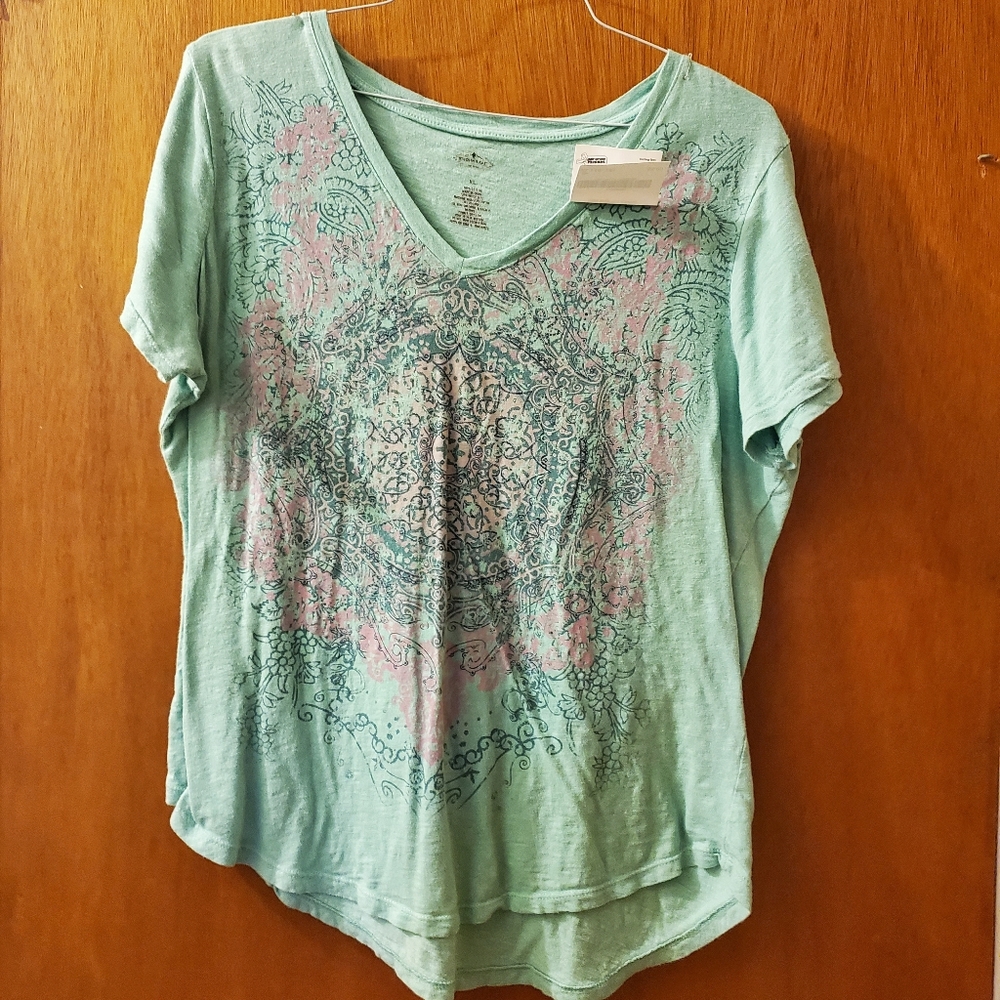 SALE Aqua blue short sleeve v-neck top
